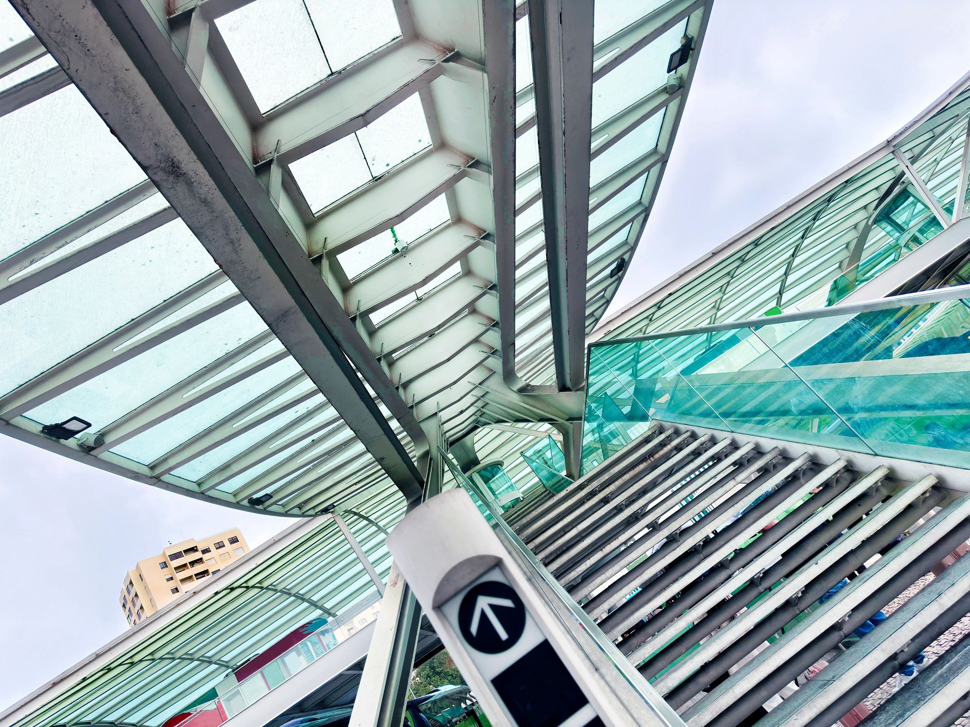 Architectural detail of a contemporary transit structure